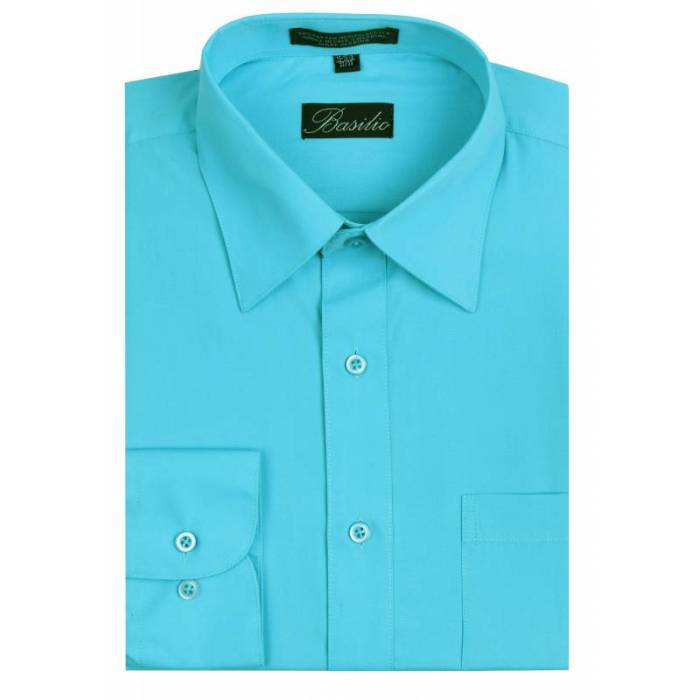 Turquoise mens short sleeve dress shirt