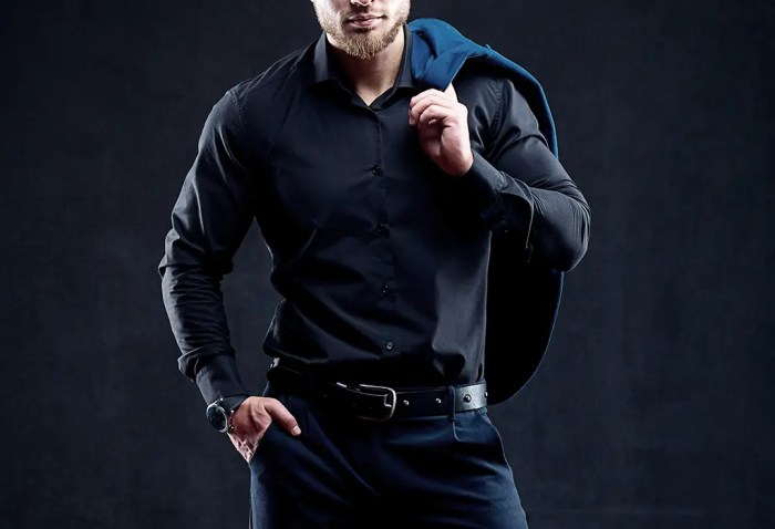 Black dress shirt mens outfit