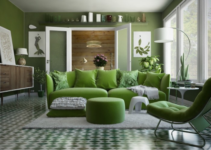 How to decorate a room with green walls